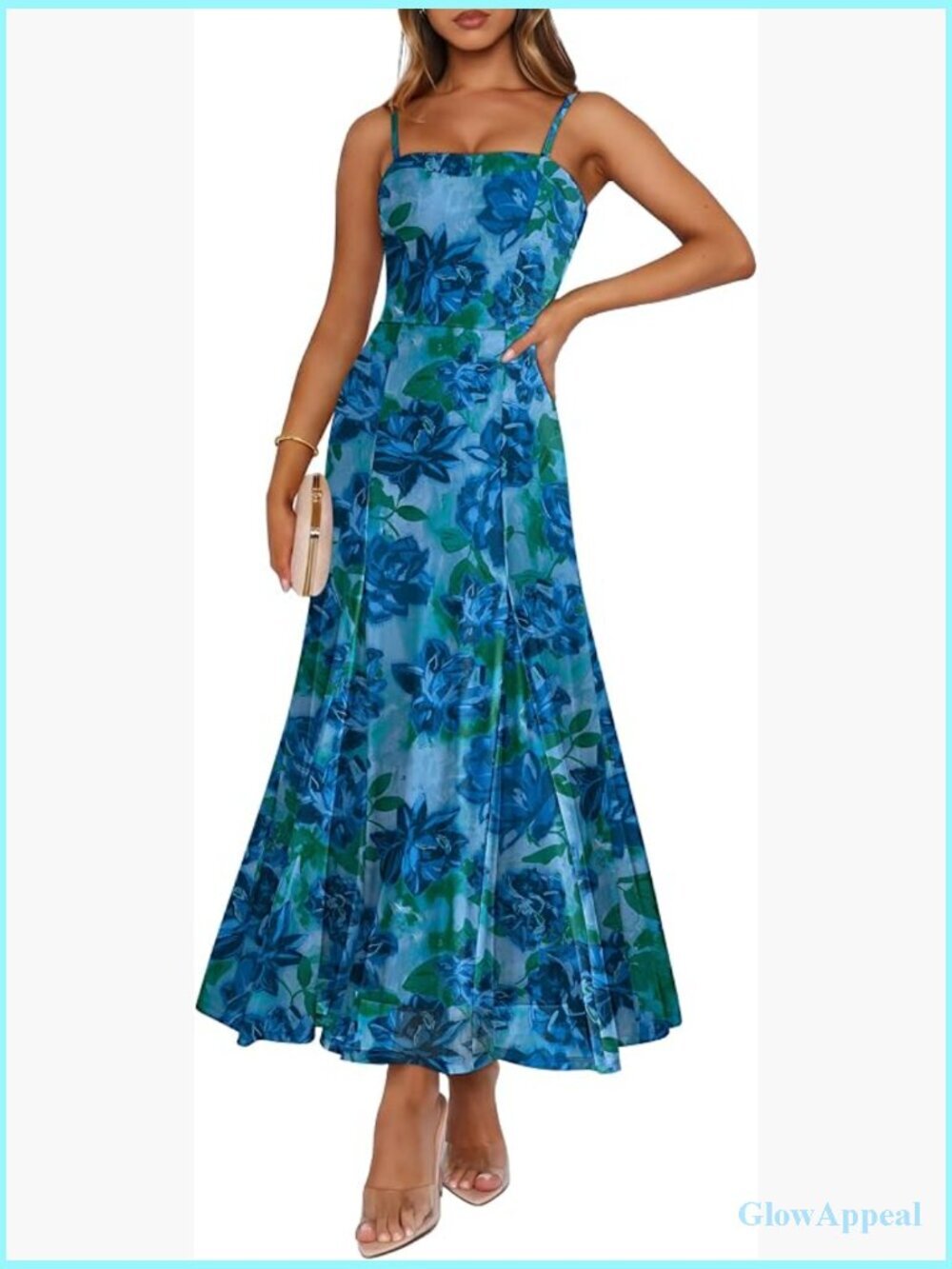 Maxi Dress for Women Formal Spaghetti Strap Floral Flowy Summer Party Guest